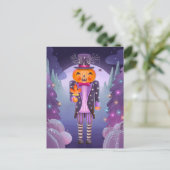 Jack-o'-lantern Pumpkin Notenkraker Paarse Briefkaart (Staand voorkant)