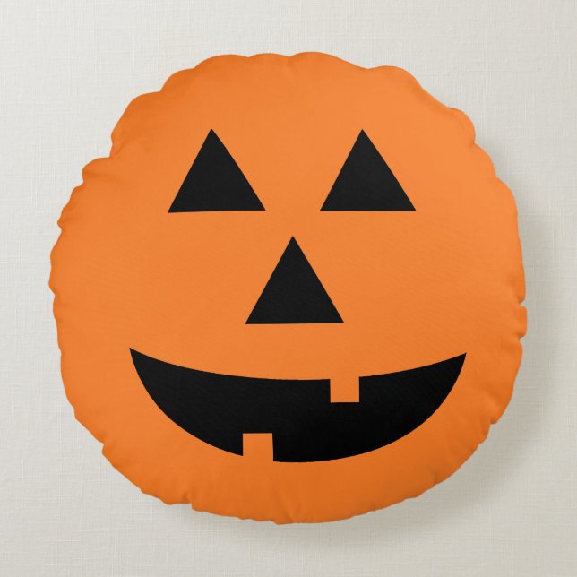 Jack-O-Lantern Pumpkin Oranje Halloween Pillow Rond Kussen (Voorkant)