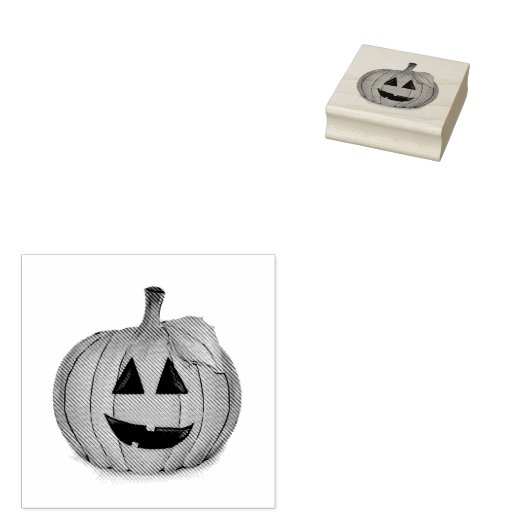 Jack O Lantern Pumpkin Patch Rubber Stamp Rubberstempel (Gestempeld)