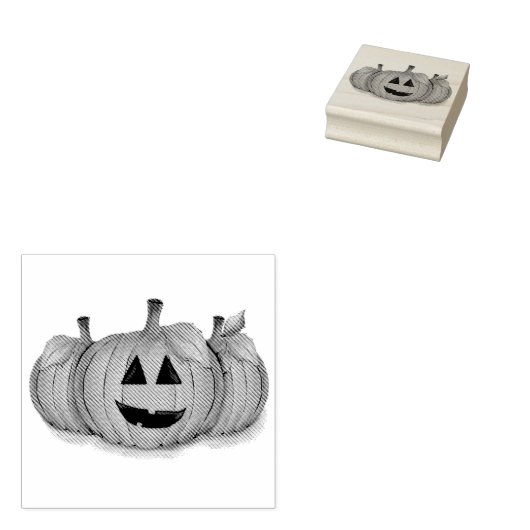 Jack O Lantern Pumpkin Patch Rubber Stamp Rubberstempel (Gestempeld)