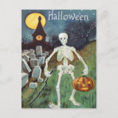 Jack O' Lantern Pumpkin Skeleton begraafplaats Briefkaart (Voorkant)