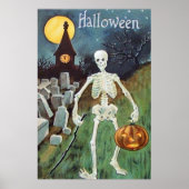Jack O' Lantern Pumpkin Skeleton begraafplaats Poster (Voorkant)