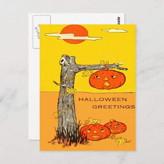 Jack O' Lantern Pumpkin Tree Leaves Briefkaart (Voorkant / Achterkant)