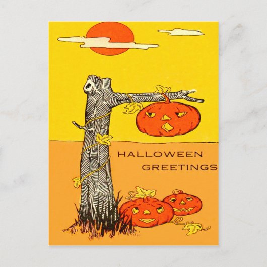 Jack O' Lantern Pumpkin Tree Leaves Briefkaart (Voorkant)