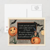 Jack O Lantern Pumpkin Witch Bat Owl Briefkaart (Voorkant / Achterkant)