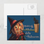 Jack O' Lantern Pumpkin Witch Pipe Briefkaart (Voorkant / Achterkant)