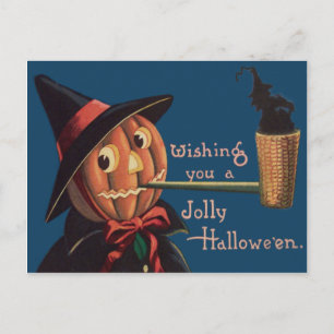 Jack O' Lantern Pumpkin Witch Pipe Briefkaart