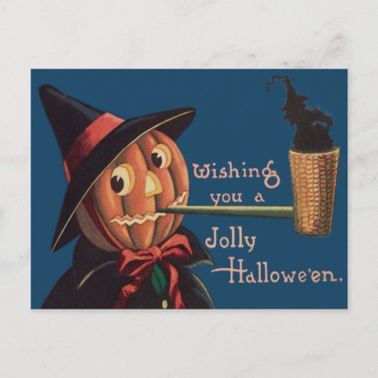 Jack O' Lantern Pumpkin Witch Pipe Briefkaart (Voorkant)