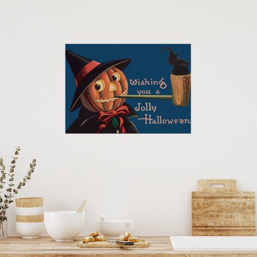 Jack O' Lantern Pumpkin Witch Pipe Poster (Keuken)