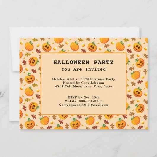 Jack o' Lantern Pumpkins Autumn Halloween Party Kaart (Voorkant)