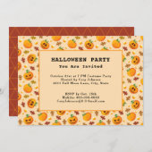 Jack o' Lantern Pumpkins Autumn Halloween Party Kaart (Voorkant / Achterkant)