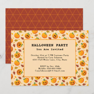 Jack o' Lantern Pumpkins Autumn Halloween Party Kaart