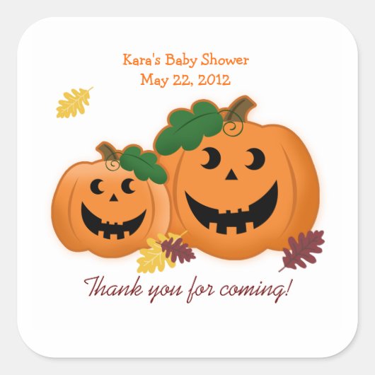 Jack O Lantern Pumpkins Baby shower Favor Sticker (Voorkant)