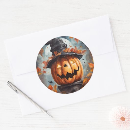 Jack O Lantern Ronde Sticker (Envelop)