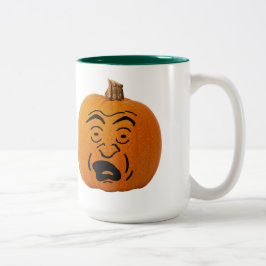 Jack o' Lantern Scared Face, Halloween Pumpkin Tweekleurige Koffiemok