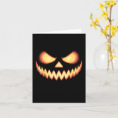 Jack O Lantern Scary Carved Pumpkin Face Halloween Kaart (Gele Bloem)