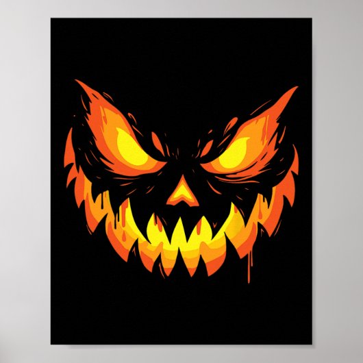 Jack O Lantern Scary Carved Pumpkin Face Halloween Poster (Voorkant)