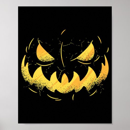 Jack O Lantern Scary Carved Pumpkin Face Halloween Poster (Voorkant)