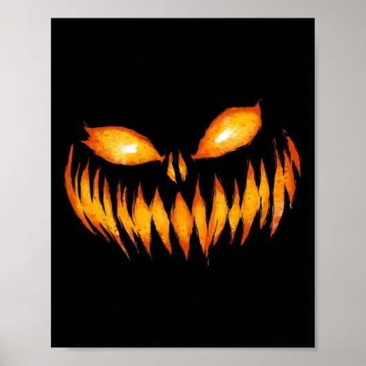 Jack O Lantern Scary Carved Pumpkin Face Halloween Poster (Voorkant)