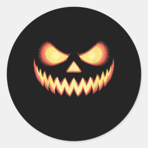 Jack O Lantern Scary Carved Pumpkin Face Halloween Ronde Sticker