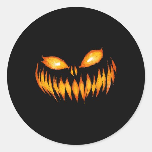 Jack O Lantern Scary Carved Pumpkin Face Halloween Ronde Sticker (Voorkant)