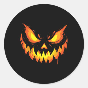 Jack O Lantern Scary Carved Pumpkin Face Halloween Ronde Sticker