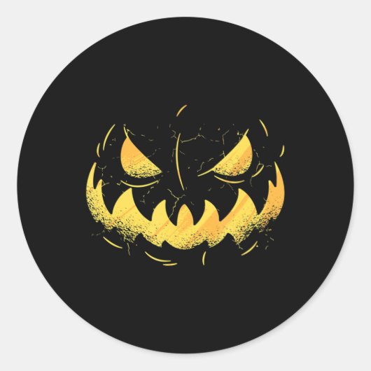 Jack O Lantern Scary Carved Pumpkin Face Halloween Ronde Sticker (Voorkant)