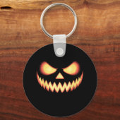Jack O Lantern Scary Carved Pumpkin Face Halloween Sleutelhanger (Voorkant)