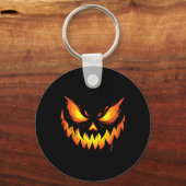 Jack O Lantern Scary Carved Pumpkin Face Halloween Sleutelhanger (Voorkant)