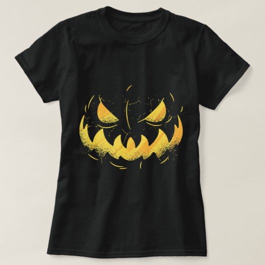 Jack O Lantern Scary Carved Pumpkin Face Halloween T-shirt (Design voorkant)