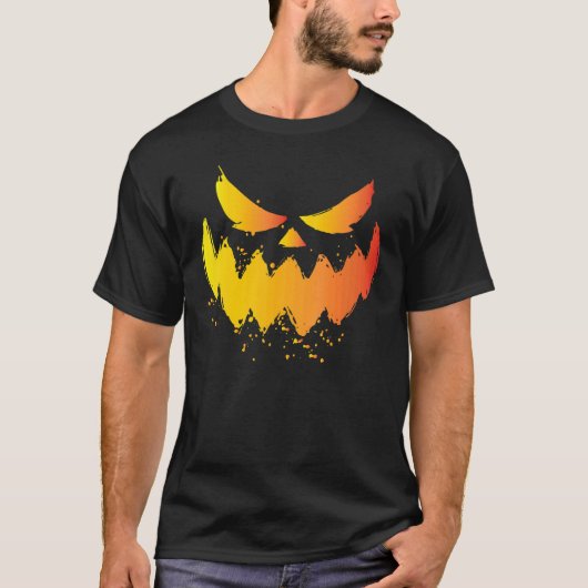 Jack O Lantern Scary Carved Pumpkin Face Halloween T-shirt (Voorkant)