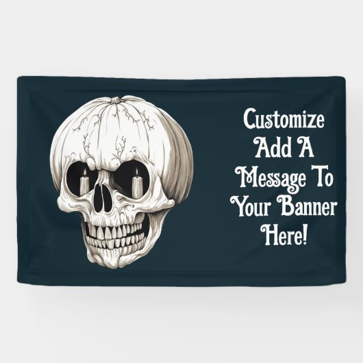 Jack O Lantern Schedel Halloween Gotisch Spandoek (Horizontaal)