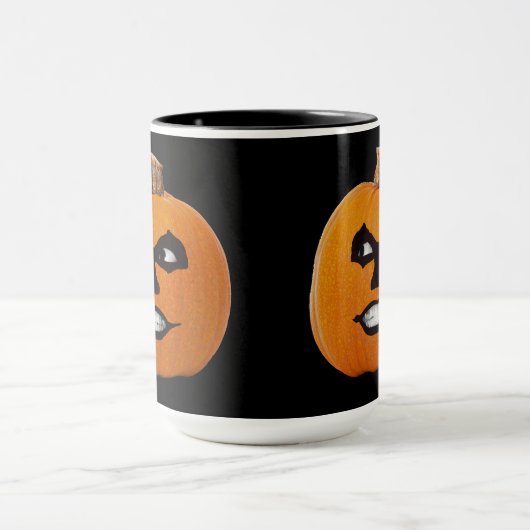 Jack o' Lantern Sinister Face, Halloween Pumpkin Mok (Midden)