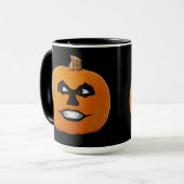 Jack o' Lantern Sinister Face, Halloween Pumpkin Mok (Voorkant links)