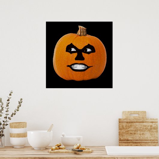 Jack o' Lantern Sinister Face, Halloween Pumpkin Poster (Keuken)