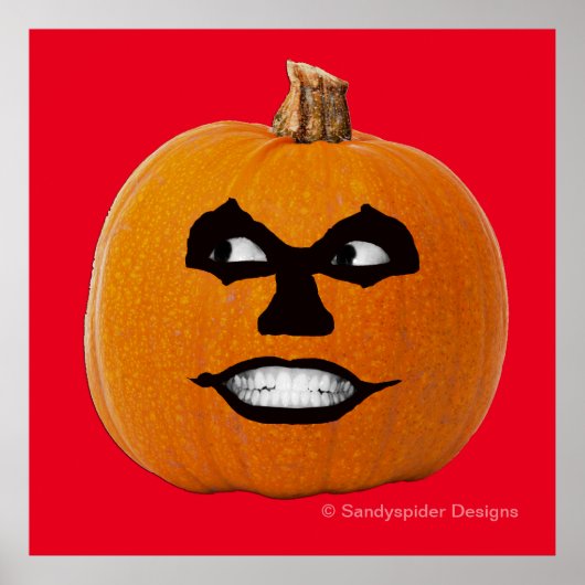 Jack o' Lantern Sinister Face, Halloween Pumpkin Poster (Voorkant)