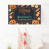 Jack-O'-Lantern & Snoep Halloween Verjaardagsfeest Spandoek (Insitu)