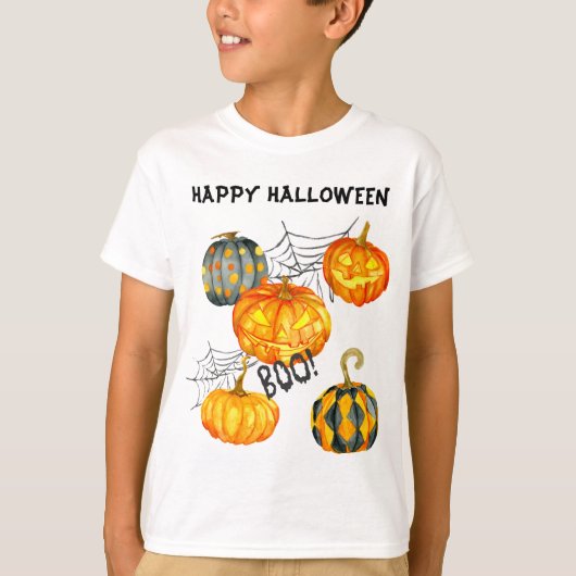 Jack o' Lantern Spider Web Halloween T-shirt (Voorkant)