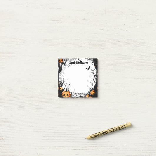 Jack O Lantern Spooky Halloween Post-it® Notes (Op bureau)