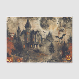Jack O Lantern Spooky Mansion Halloween Decoupage Tissuepapier