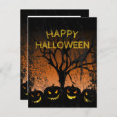 Jack-o-lantern Spooky Tree Halloween Briefkaart (Voorkant / Achterkant)