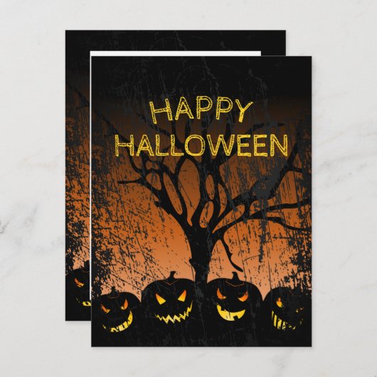 Jack-o-lantern Spooky Tree Halloween Briefkaart (Voorkant / Achterkant)