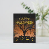 Jack-o-lantern Spooky Tree Halloween Briefkaart (Staand voorkant)