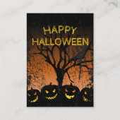 Jack-o-lantern Spooky Tree Halloween Classroom Visitekaartje (Voorkant)