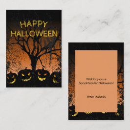 Jack-o-lantern Spooky Tree Halloween Classroom Visitekaartje