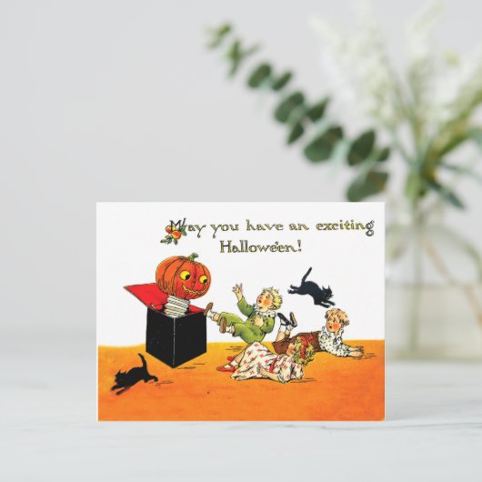 Jack O' Lantern springt uit van de doos Briefkaart (Staand voorkant)