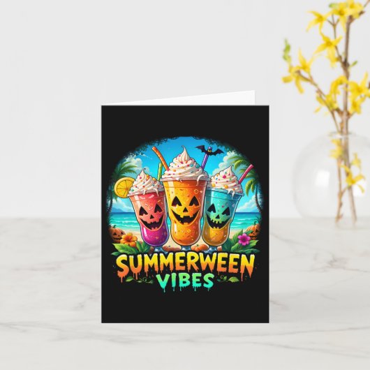 Jack-o-lantern Summerween Sfeer Skelet Zomer Kaart (Gele Bloem)