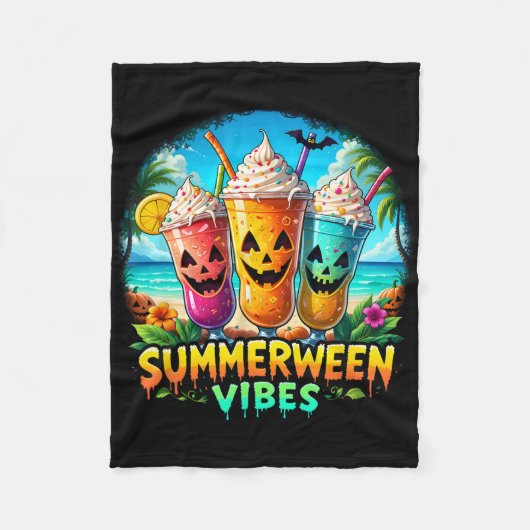 Jack-o-lantern Summerween Vibes Skeleton Summer Wa Fleece Deken (Voorkant)