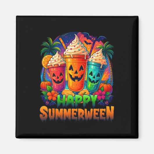 Jack-o-lantern Summerween Vibes Skeleton Summer Wa Magneet (Voorkant)