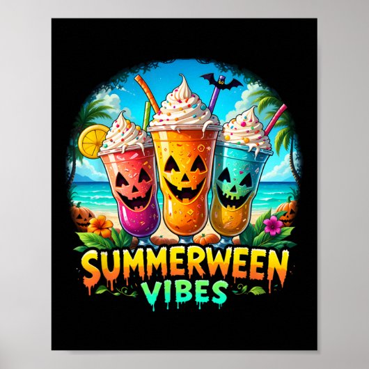 Jack-o-lantern Summerween Vibes Skeleton Summer Wa Poster (Voorkant)